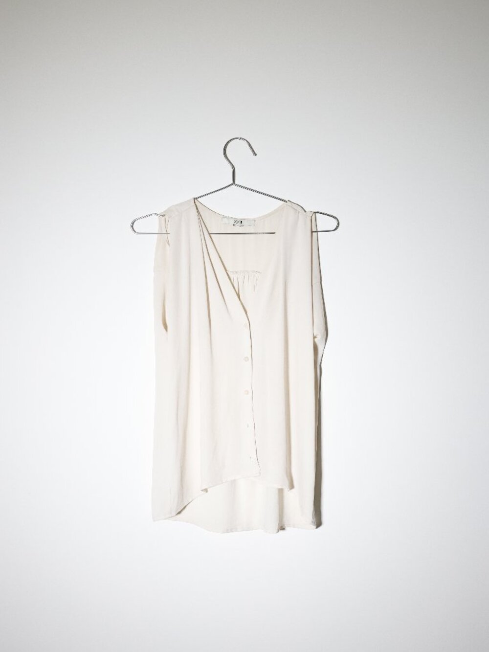 XX1 Blouse Womens Small White Asymmetric Draped One Shoulder Avant Garde